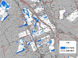 精密農業-過湿圃場の抽出マップの例
